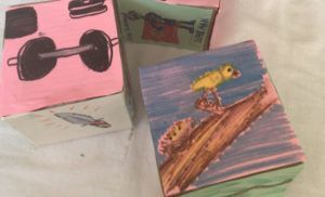 Cubos de historias creados con la caja de huevos camperos Pazo de Vilane
