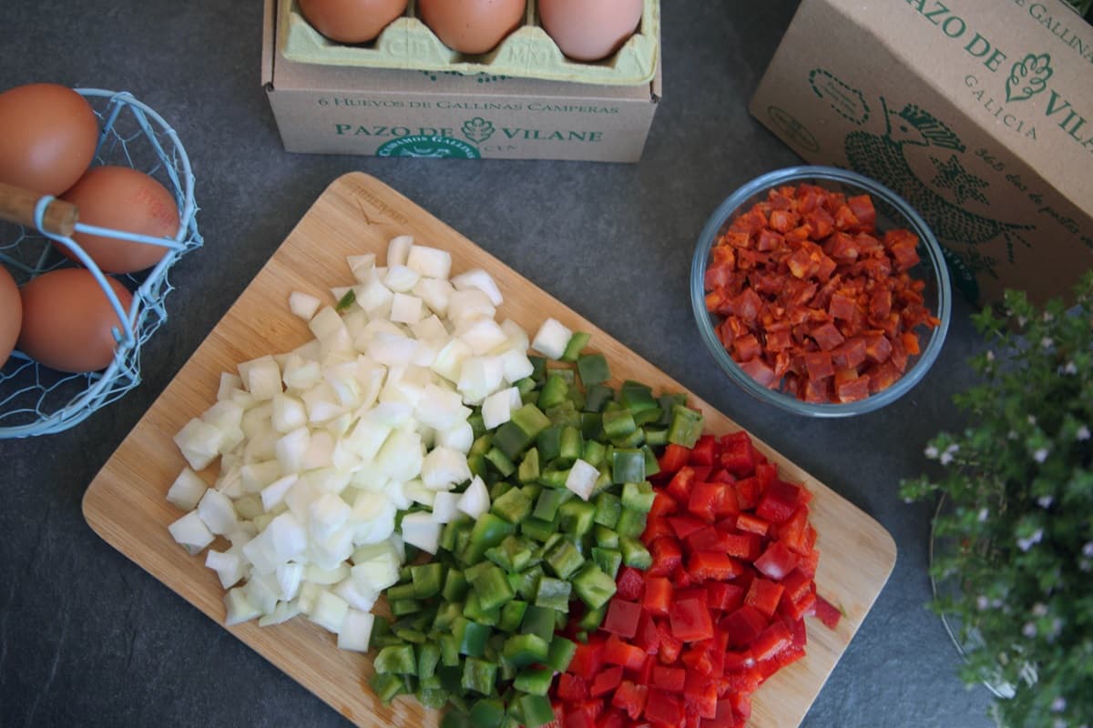 Verduras para la tortilla paisana