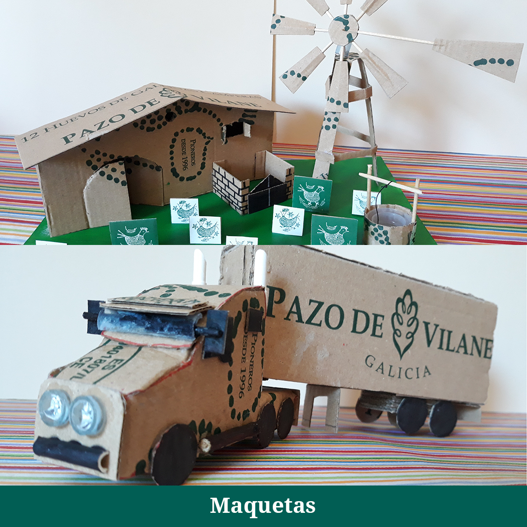Maquetas hechas con cajas reutilizadas de Pazo de Vilane