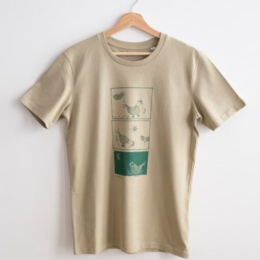 Camiseta de algodón orgánico y comercio justo beige verdoso